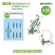 1:48 BD-7B Boston III / A-20B/C  Havoc seat belts - 3D printed decals