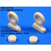 1:48 F4U Corsair wheels with plain spoked & diam.design