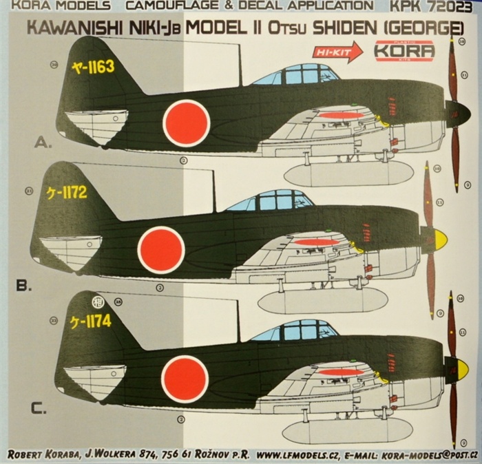 Kora models 1:72 Kawanishi N1K1-JB Shiden Type II Otsu HI-TECH