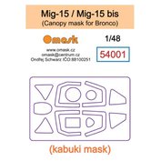 1:48 Mig-15 / Mig-15 bis canopy mask (kabuki) (Bronco)