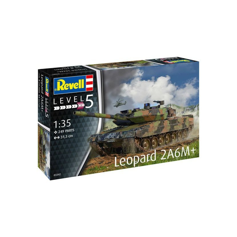 Maquette Revell Leopard 2 A6M+ – échelle 1/35, 250 Pièces, Détails Ultra-précis, Chenilles Articulées, Tourelle Mobile – Pour Modélistes Confirmés