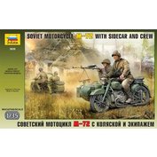 Zvezda 1:35 Soviet Motorcycle M-72 with Sidecar and Crew